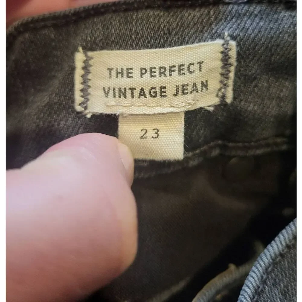 Madewell Jeans Women's 23 Washed Black Perfect Vintage Comfort Stretch Tapered - Picture 4 of 5